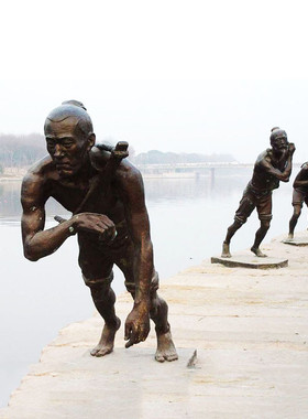 热销铜雕人物民俗民风码头搬运工码头挑夫雕塑民风公园广场民俗厂