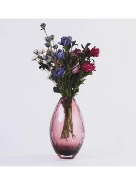 透明切面水晶玻璃瓶插花水养梅花瓶水晶摆件家居客厅装饰水培花器