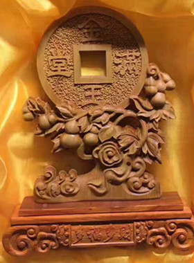 柏木福禄摆件家居饰品多财多福办公家用摆件挂件福禄葫芦