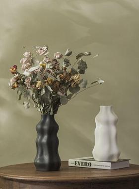 外贸现代简约间陶瓷花瓶纯手工创意工艺品客厅桌面样品风装