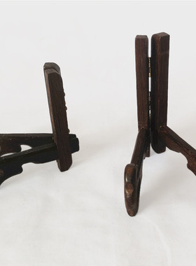 桌面摆件支架 禅意木牌木雕花板木板画木托 展品茶道茶饼展示架