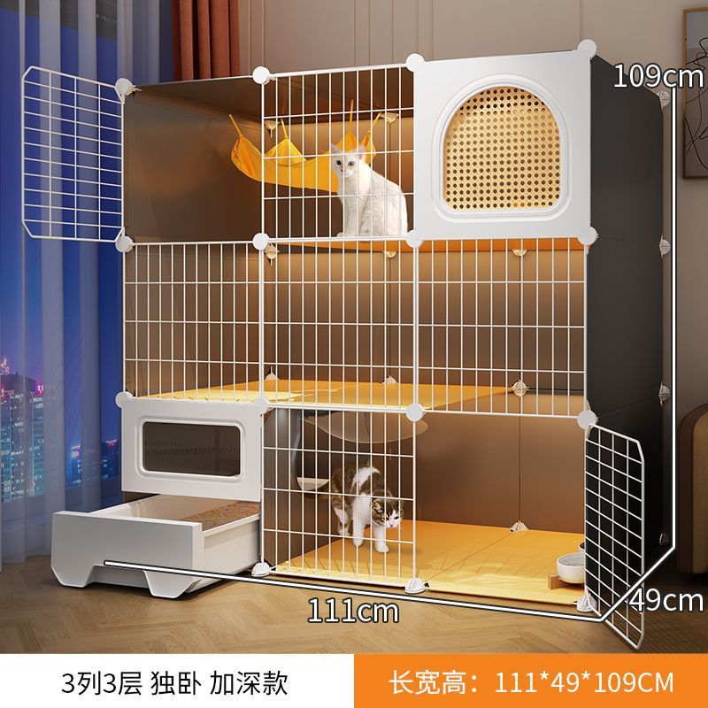 猫笼子家用室内带猫窝猫厕所超大猫别墅一体自由空间一室一厅一卫 - 图1