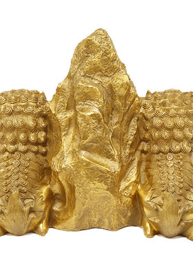 兴旺石敢当纯铜双狮铜器摆件铜泰山石敢当摆件家居铜器摆件