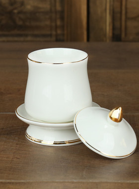 玉瓷描金供杯 陶瓷供水杯佛前圣水杯无字无图案佛堂供佛净水杯