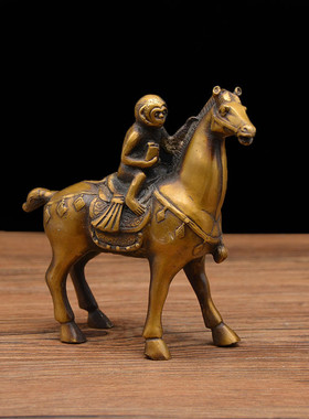 宏达铜器 批发纯铜鎏金马上封侯吉祥礼品摆件