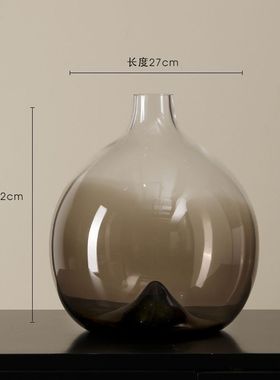 复古玻璃水培花瓶客厅家居插花装饰渐变透明小口大肚插花器摆件