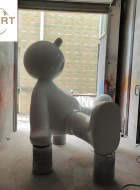 热销吹气球男孩雕塑大型玻璃钢现货软装艺术品售楼处儿童大厅装饰