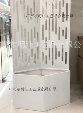 热销金属大型花箱白色菱形装饰品摆件可插花板房酒店婚庆花箱铁艺