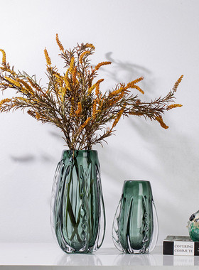 热销插花花瓶摆件客厅琉璃干花花束轻奢插花花水培大口径软装花器