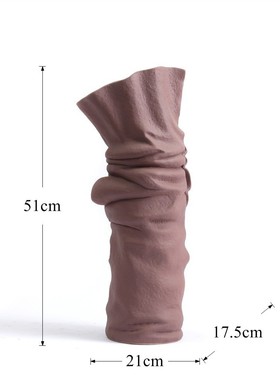 ins北欧风复古花瓶批发莫兰迪美式褶皱陶瓷水培仿真古典艺术摆件