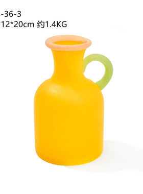 多巴胺色系ins餐桌摆件居家软装酒店样板间装饰哑光单耳玻璃花瓶