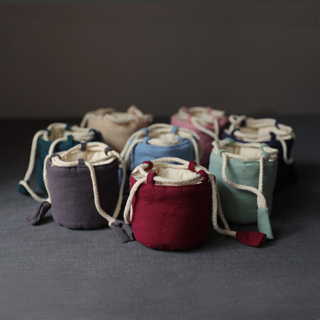 Travel tea set thickened cotton linen storage bag tea leaf jar tea cup teapot cloth bag