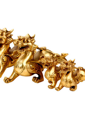 黄铜如意貔貅黄铜摆件仿古皮丘一对工艺品家居装饰品摆设