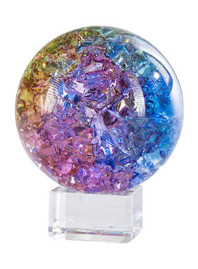 烤色彩色水晶冰裂球实心玻璃球假山喷泉裂纹流水盆景工艺礼品摆饰