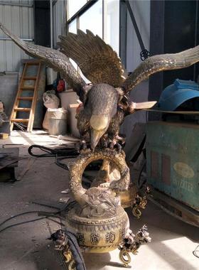 热销铜批发纯铜长城鹰雕塑厂家动物雕塑纯铜大展宏图雄鹰