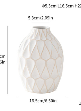 戴创意现代简约花瓶摆件几何手工制作家居饰品台面白色蒙仿真花干