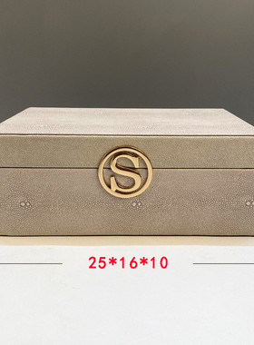 现代简约样板间床头柜家居软装饰品皮质首饰盒摆件衣帽间盒子装饰