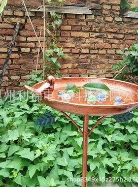热销复古铁艺户外地插浴盆庭院野鸟喂鸟器鸟花园