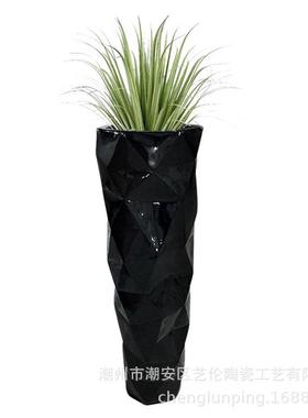 简约镁泥客厅干花插花器花盆家居酒店装饰品摆件玻璃钢落地大花瓶