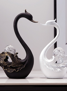 天鹅创意摆件轻奢高级感家居工艺品客厅酒柜电视柜装饰品新婚礼物