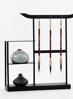 热销现代新中式书房毛笔摆件摆设玄关软装饰品样板房间工艺品创意