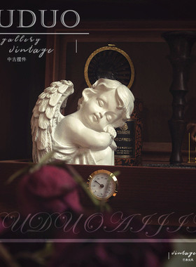 6b76美式欧式天使少女桌面树脂工艺品摆件客厅复古雕塑装饰