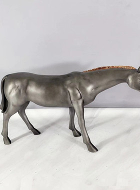 热销新中式欧式简约几何树脂软装骏马摆件样板房售楼处意境饰品摆