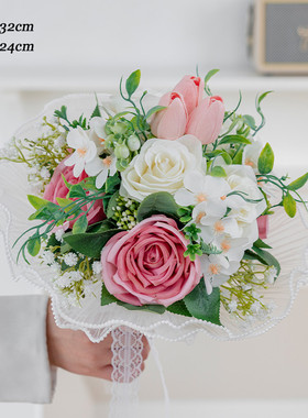摆设手捧花玫瑰花仿真花假花自然风花束摆件花艺装饰花拍照仿生花