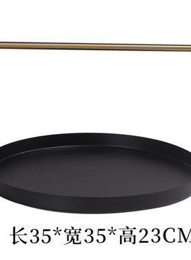 现代简约轻奢新中式金属样板摆件售楼处托盘圆形长方形收纳盘摆设