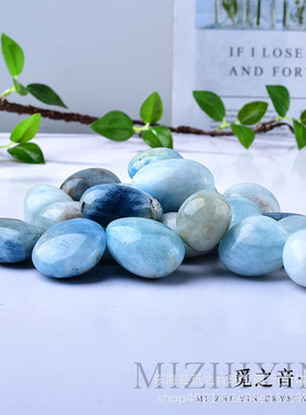 热销天然海蓝宝滚石大颗粒打水晶碎石绿柱石蓝色磨石摆件跨境商品