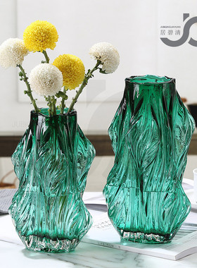 热销田园玻璃花瓶古树系列创意居家清新客厅桌面插花水养富贵竹书