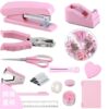 Directly supplied pink office scissors for students, stapler, stationery set, book, multi-functional binding combination