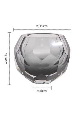 现代简约水晶玻璃花瓶摆件客厅琉璃样板间插花烛台轻奢软装饰品