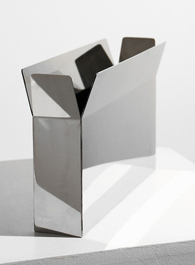 热销极简设计感不锈钢金属花器高级感花瓶样板房客厅酒店桌面花器