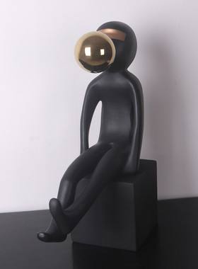 热销简约现代摆件艺术蒙眼男孩样板房间家居玄关柜人物雕塑抽象创