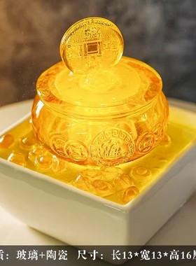 现代简约铁艺流水摆件循环水办公室家居桌面创意轻奢玻璃水景装饰