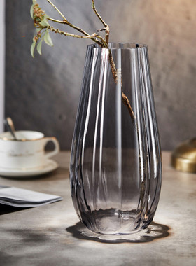 北透明水养富贵竹百合花瓶摆件客厅插花干花玻璃花瓶欧式家用