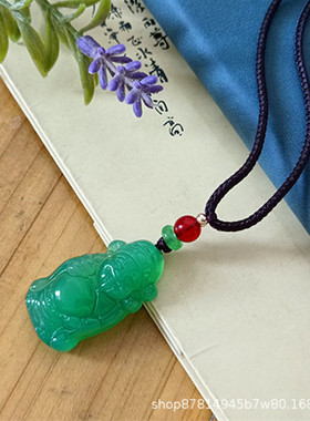 天然玉髓财神吊坠小财神项链男女情侣帝王绿色玛瑙招财保平安玉佩