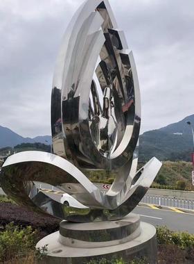 定制不锈钢雕塑户外大型广场公园园林抽象镜面不锈钢金属圆雕