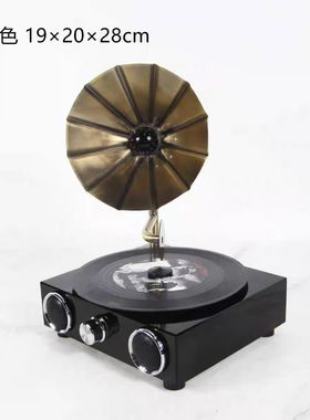 现代简约水晶留声机摆件样板房酒店会所饰品客厅桌面摆设书房