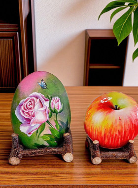 石头画支架盘子托架实木展示架摆件小底座鹅卵石普洱茶架子茶饼架