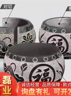 热销晚霞红石雕鱼缸庭院别墅石缸仿古仿古石雕青石荷花缸青石鱼缸