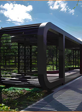 不锈钢雕塑户外大型凉亭金属异性不锈钢金属发光树叶雕塑镂空廊架