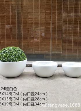 简约花艺碗形玻璃钢花盆家居室内售楼处大厅前台微景观桌面圆摆件