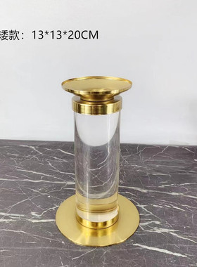 现代简约透明水晶玻璃金属烛台摆件样板房售楼餐厅餐桌处软装饰品