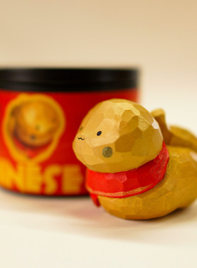 木刻自习室|十二生肖手工木雕摆件蛇年礼物桌面玄关小众