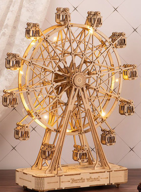 木制工艺品 椴木来雕刻diy设计 木质摆件摩天轮装饰切割图可定