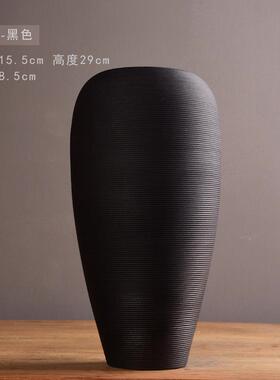 器北欧条纹花瓶复古简约陶瓷花插水培新品轻奢高级感家居装饰摆件