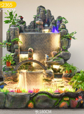 鱼池摆件创意家居大型假山流水喷泉装饰客厅酒店大堂厂家
