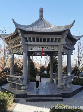 热销石雕凉亭小区户外欧式凉亭大理石公园别墅庭院新中式六角石亭